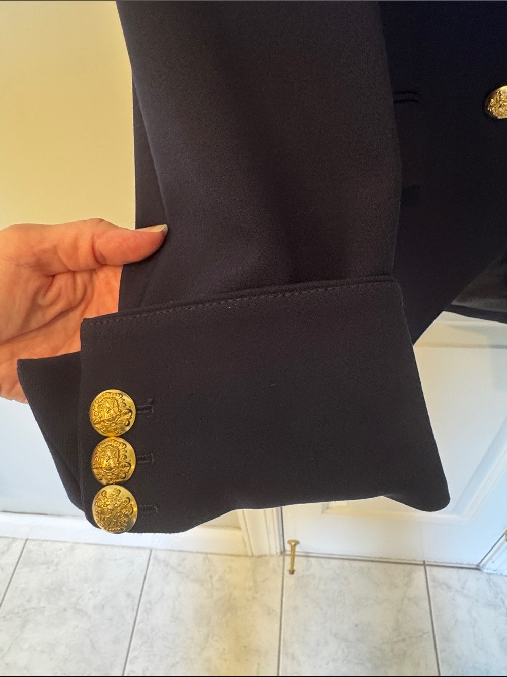 Veronica Beard Miller Dickey Jacket Navy Double-Breasted Blazer w Gold Buttons - Picture 6 of 9